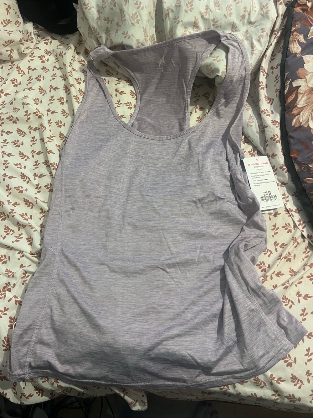 Game Time Lavender Heather Women's Athletic Tank Top - 3X